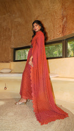 Ornate claret pre draped saree with top