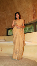 Aura petaline linen bodice and saree hand embroidered