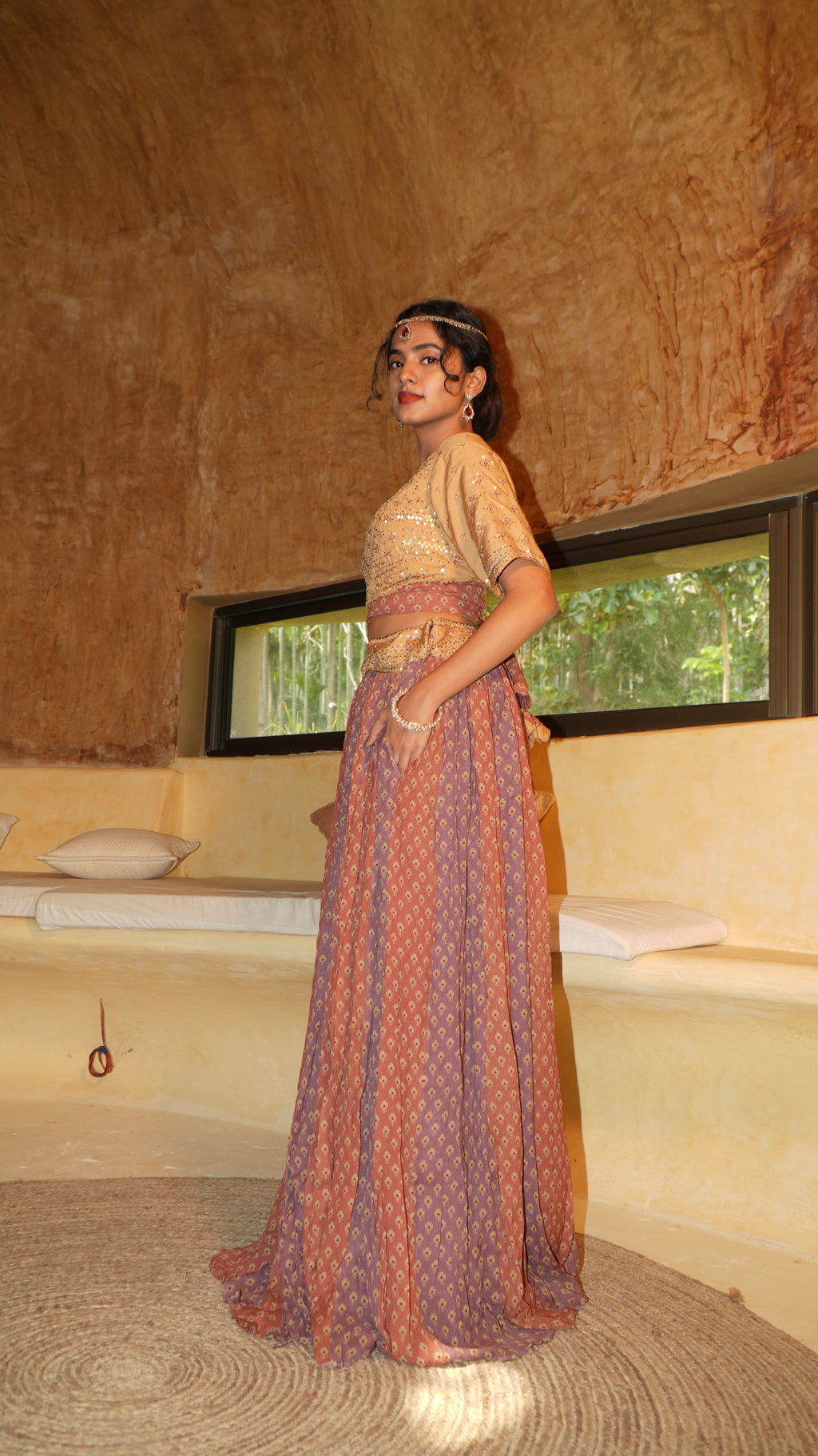 Petal Dust Fusion colour Lehenga with worked bodice