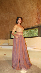 Petal Dust Fusion colour Lehenga with worked bodice