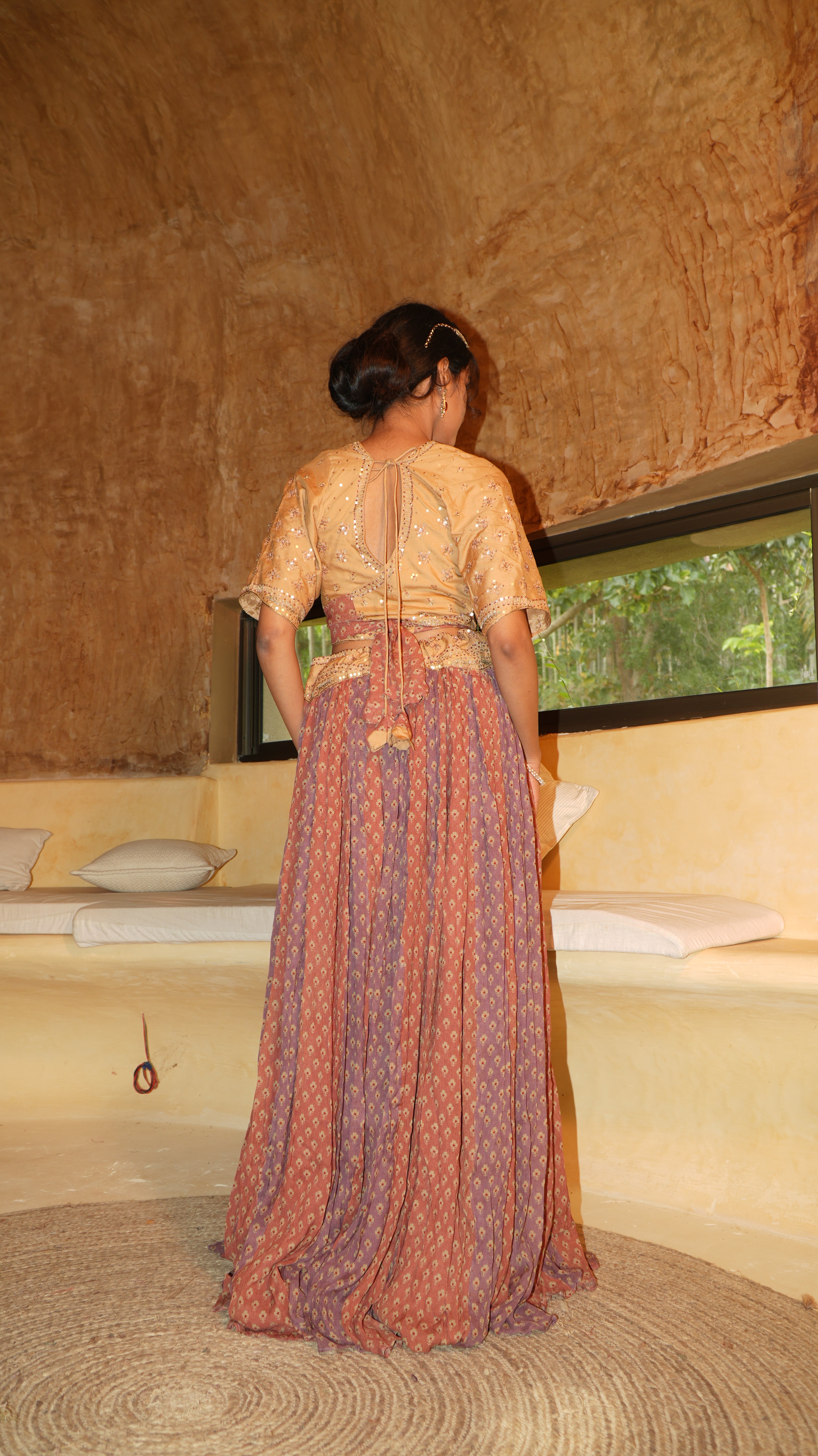 Petal Dust Fusion colour Lehenga with worked bodice