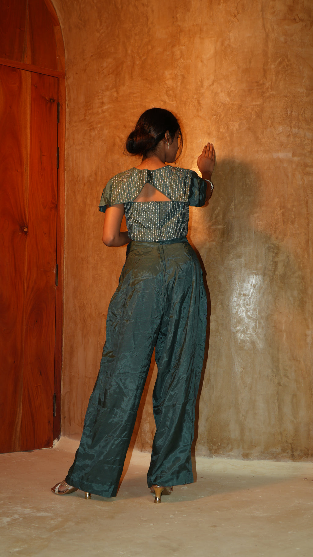 Draped coat with co order set
