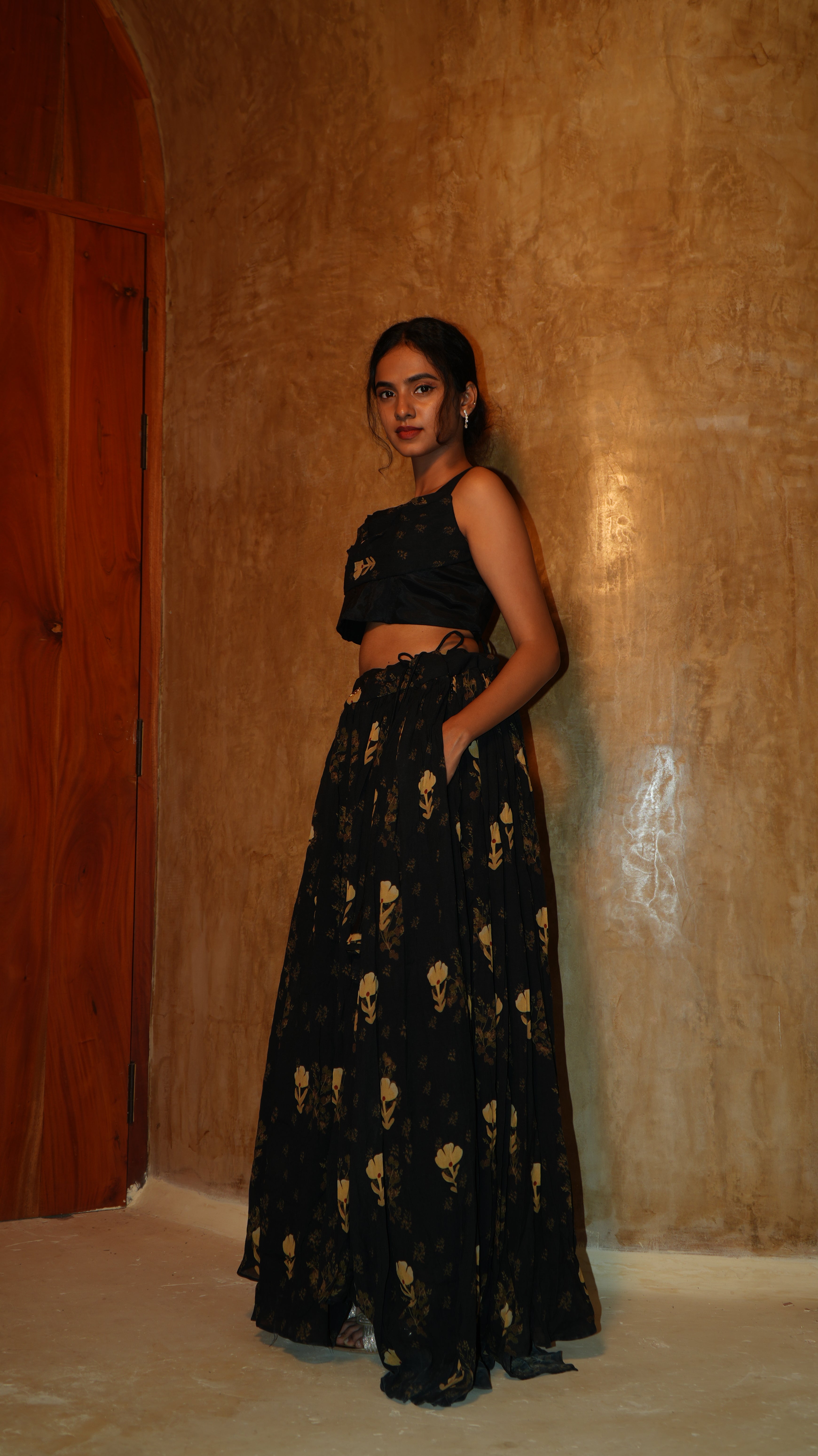 Midnight bloom Lehenga set