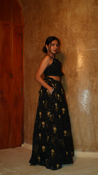 Midnight bloom Lehenga set