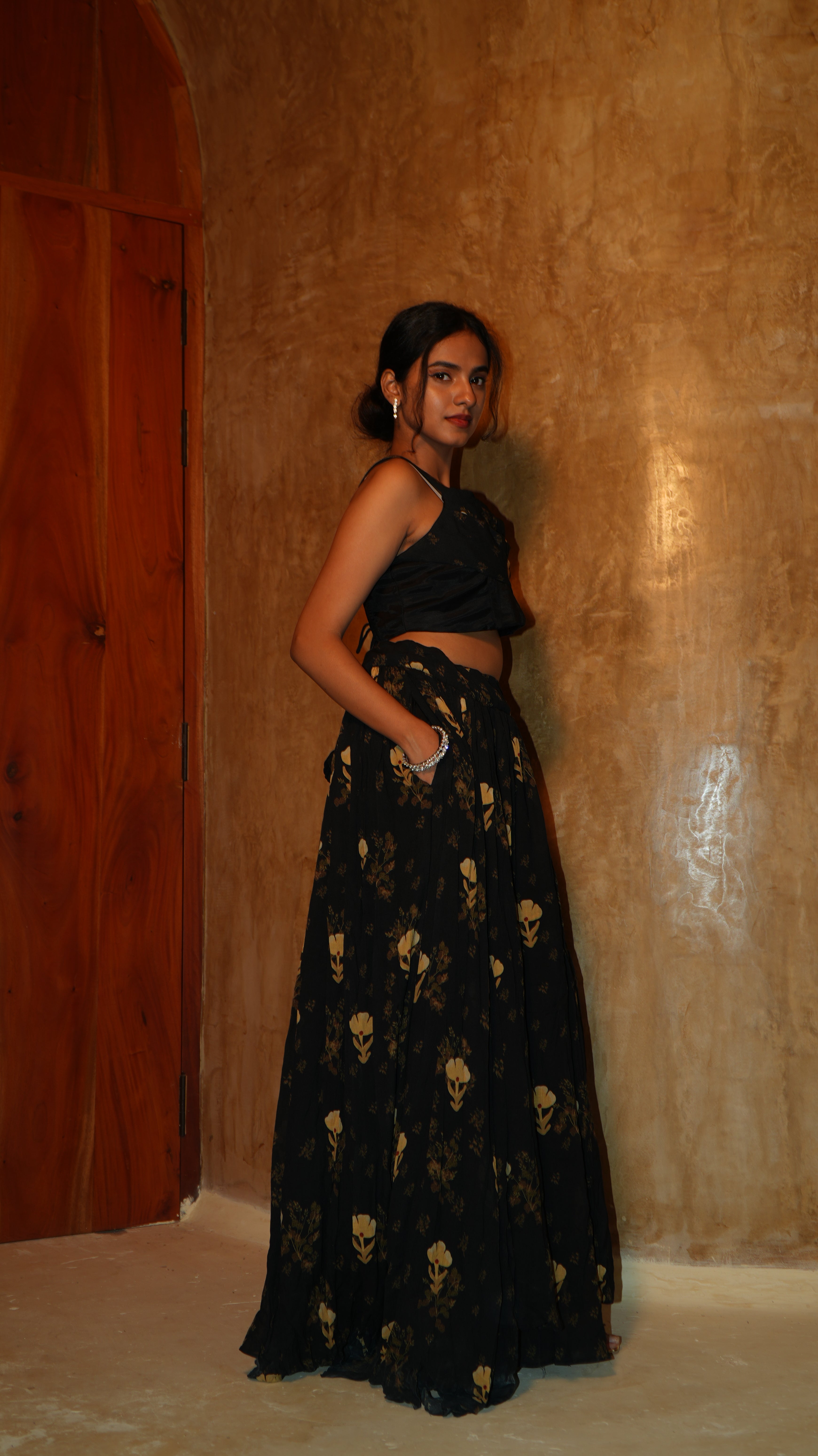 Midnight bloom Lehenga set