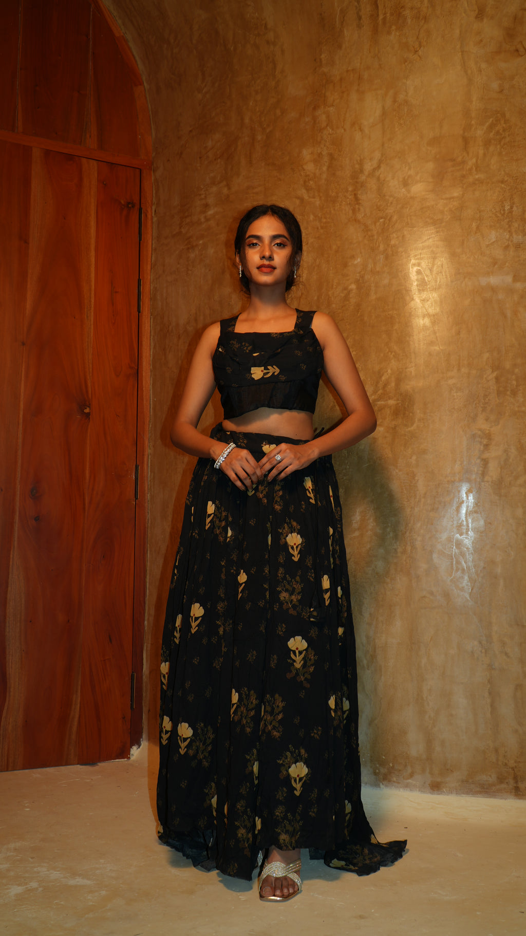 Midnight bloom Lehenga set