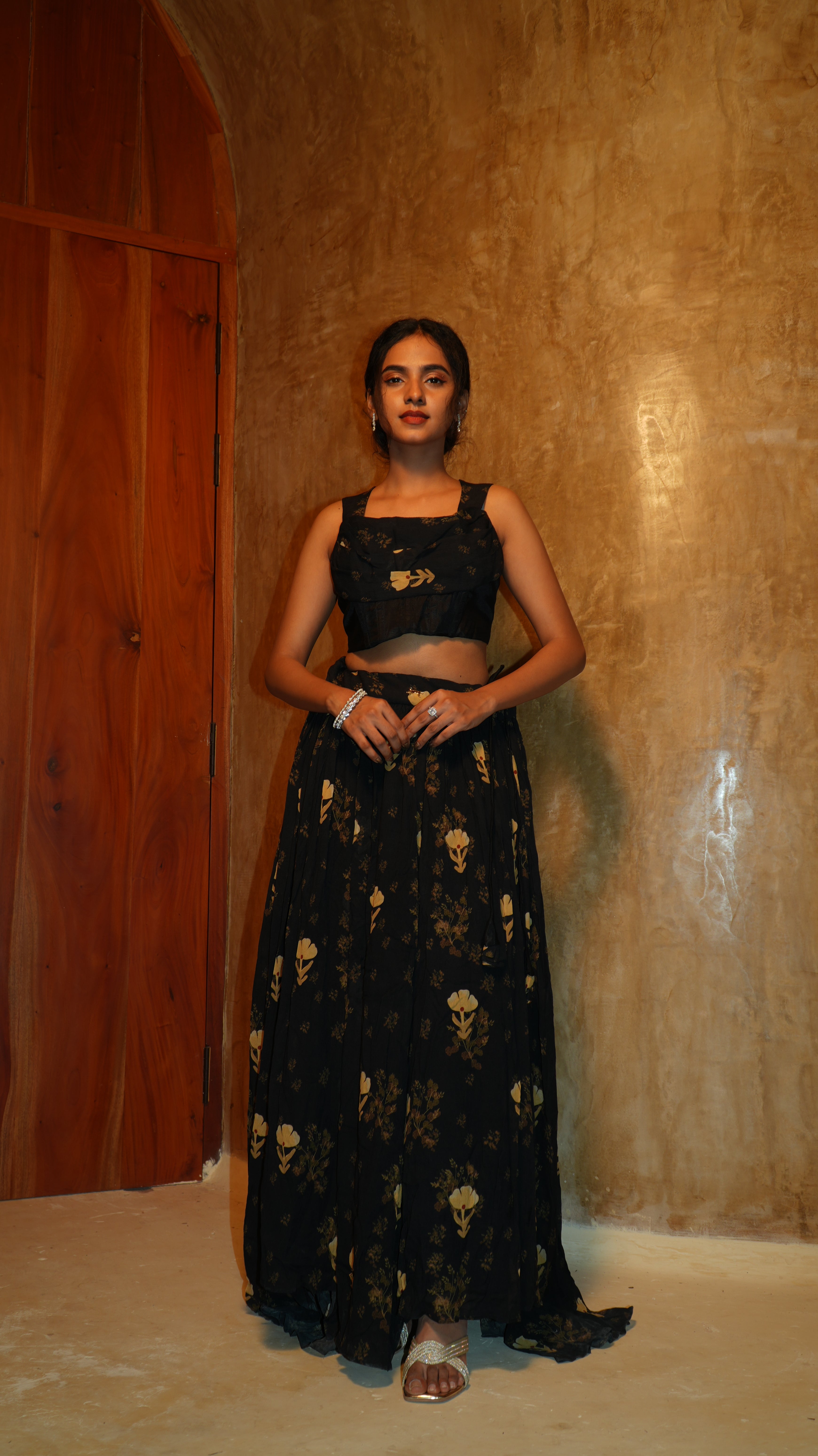 Midnight bloom Lehenga set