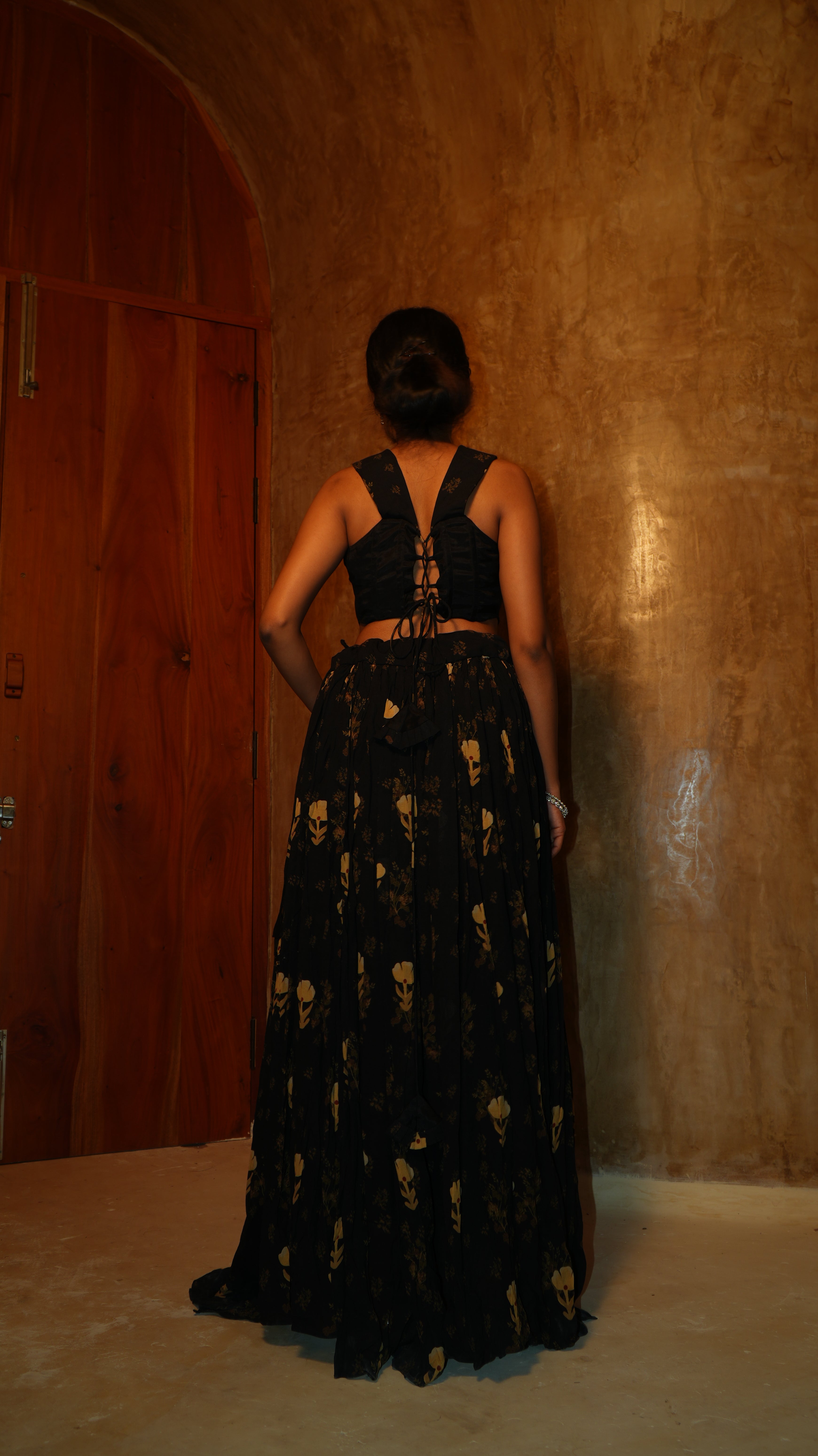 Midnight bloom Lehenga set