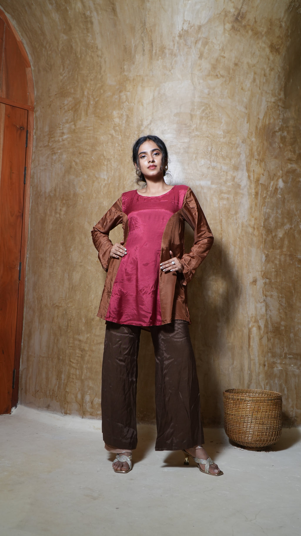 Burn Brown Fusion Side Slit Top