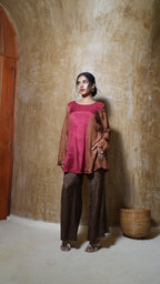 Burn Brown Fusion Side Slit Top