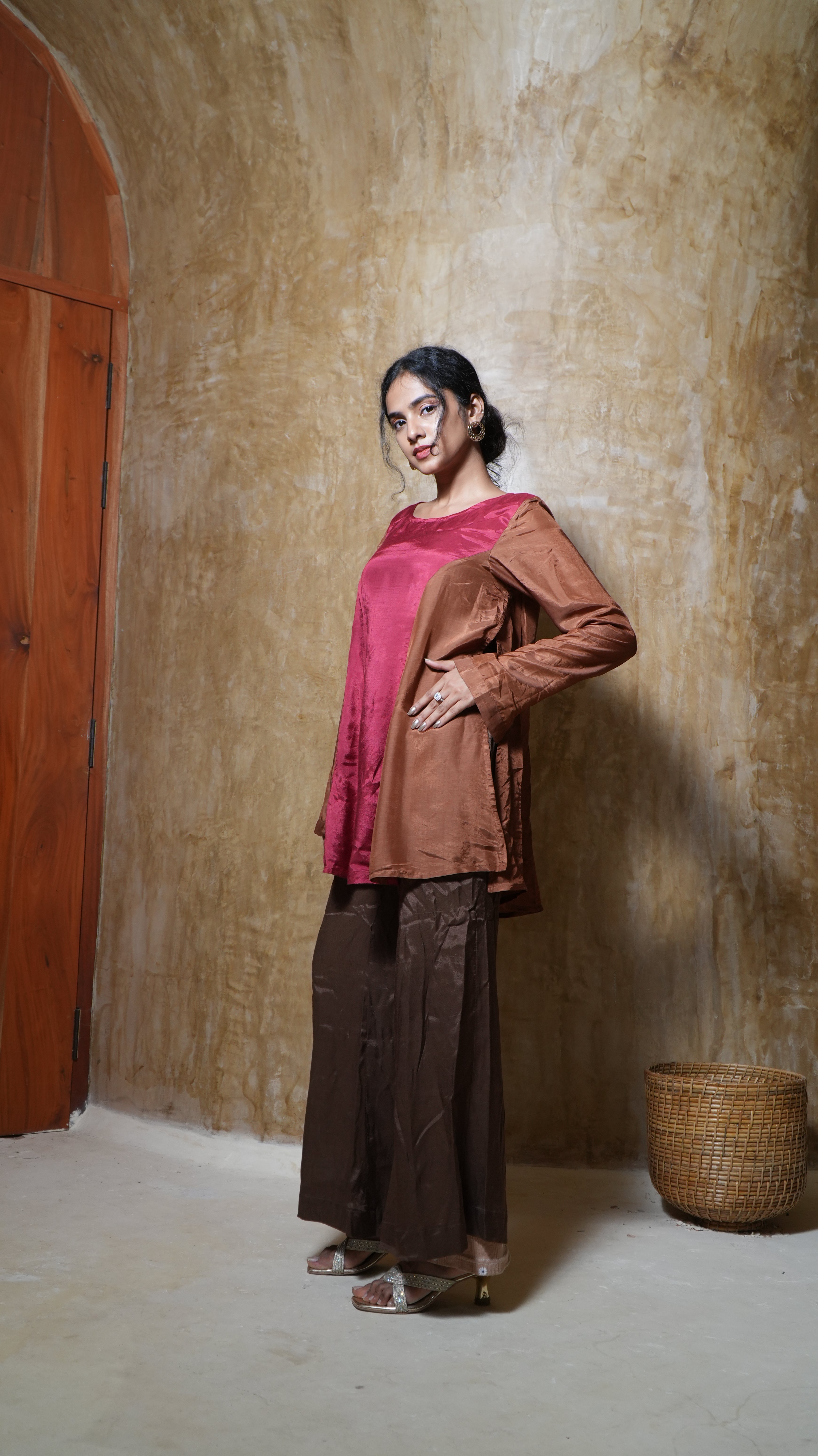 Burn Brown Fusion Side Slit Top