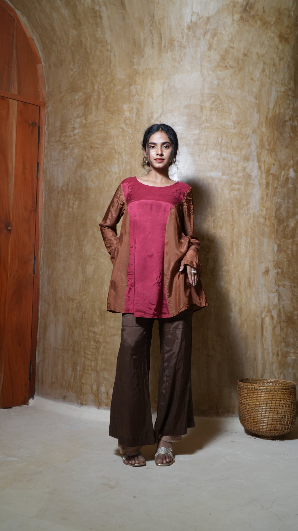 Burn Brown Fusion Side Slit Top