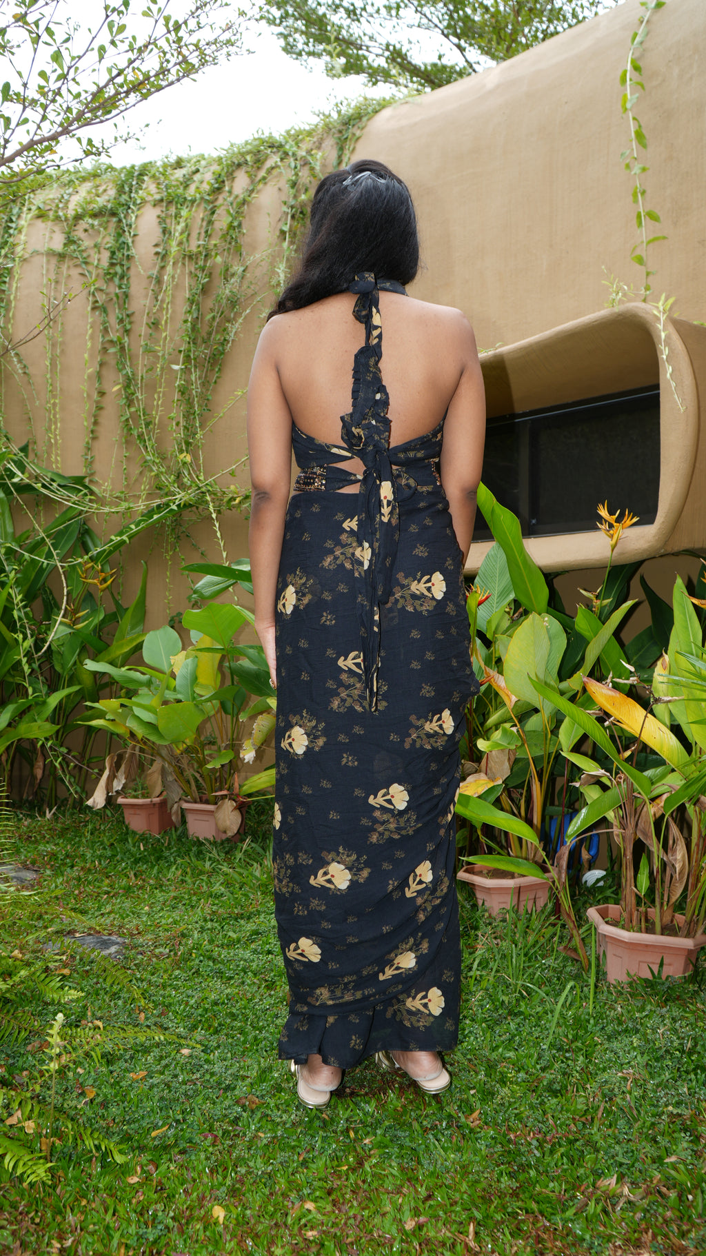 Pre-Pleated Saree with Worked Blouse & Belt