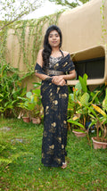 Pre-Pleated Saree with Worked Blouse & Belt