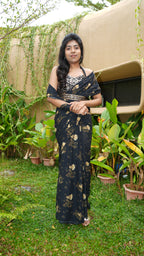 Pre-Pleated Saree with Worked Blouse & Belt