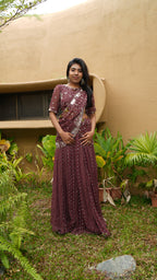 GARNET FUSION SAREE WITH TOP