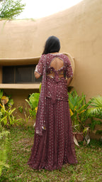 GARNET FUSION SAREE WITH TOP