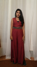 Red Terra Pant With Side Slit