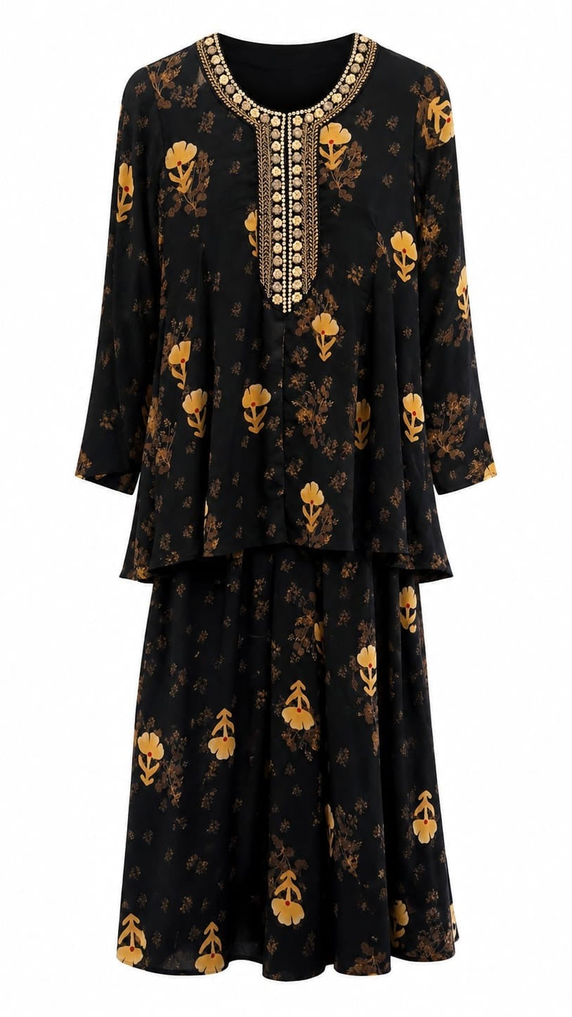 Noir Garden Sharara set