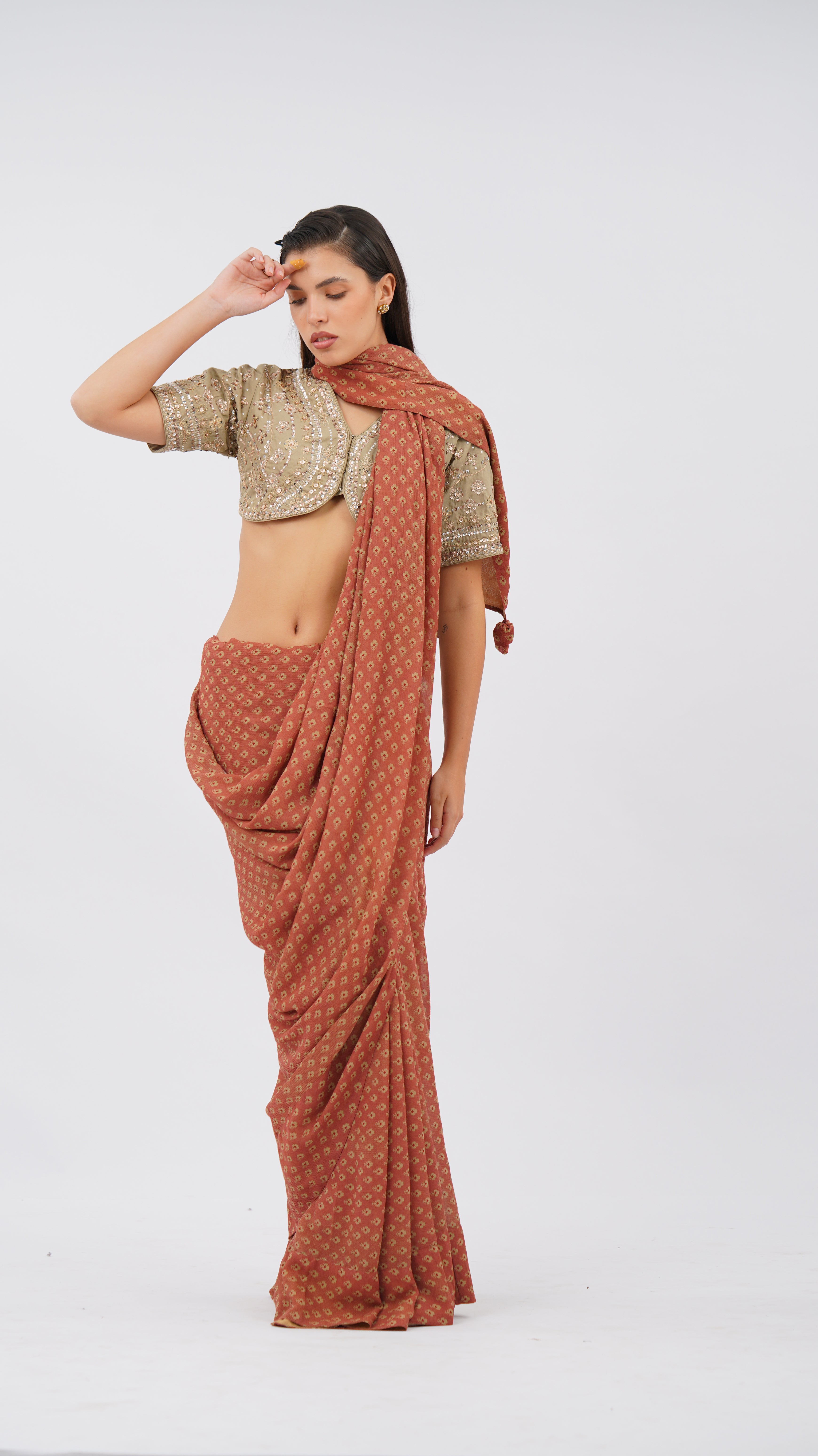 Sienna Fleuris Rose Tassle Saree