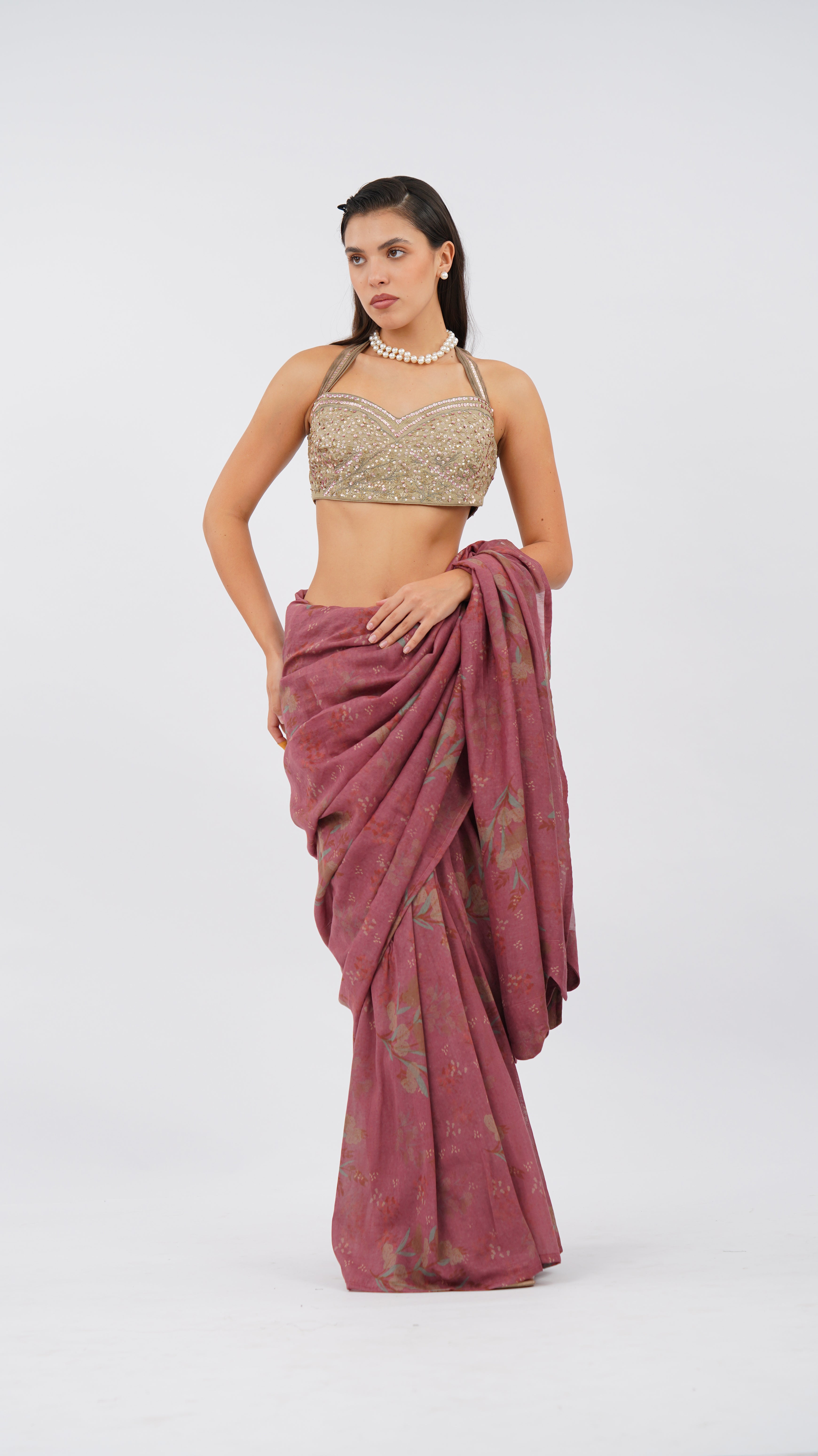 Onzy Rose Festonne Saree