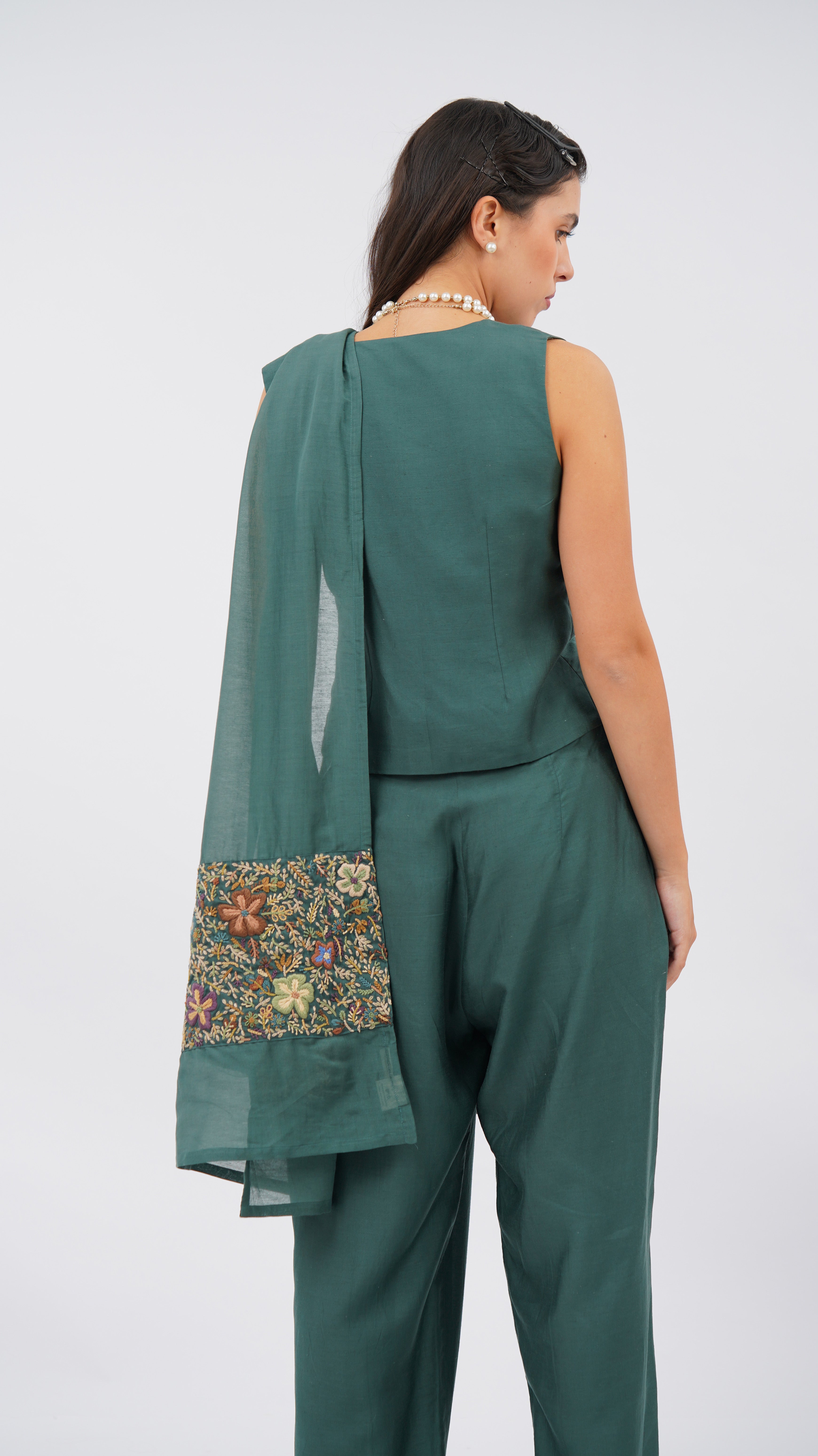 Floret Green Wide Leg Pant