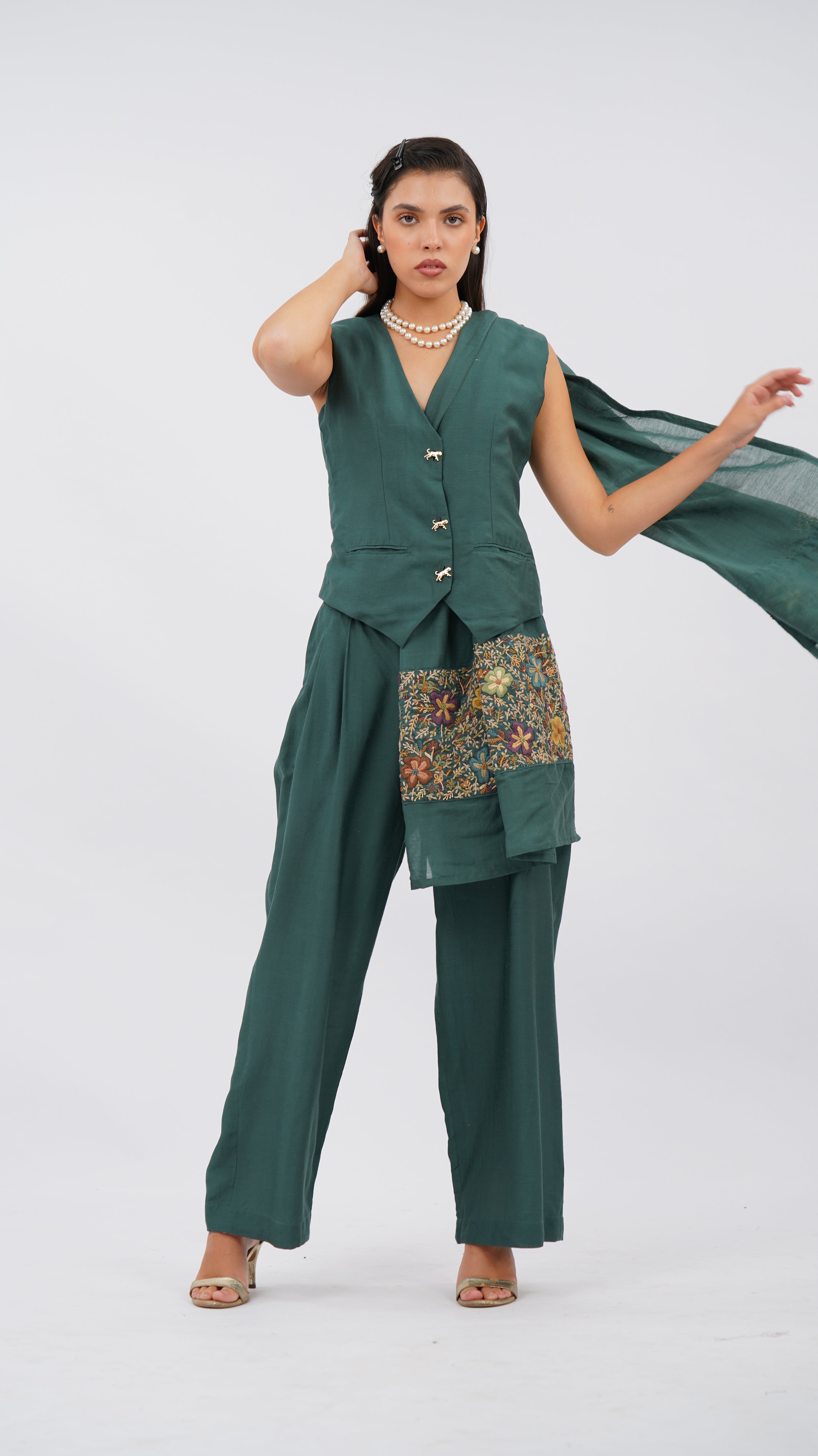 Floret Green Wide Leg Pant