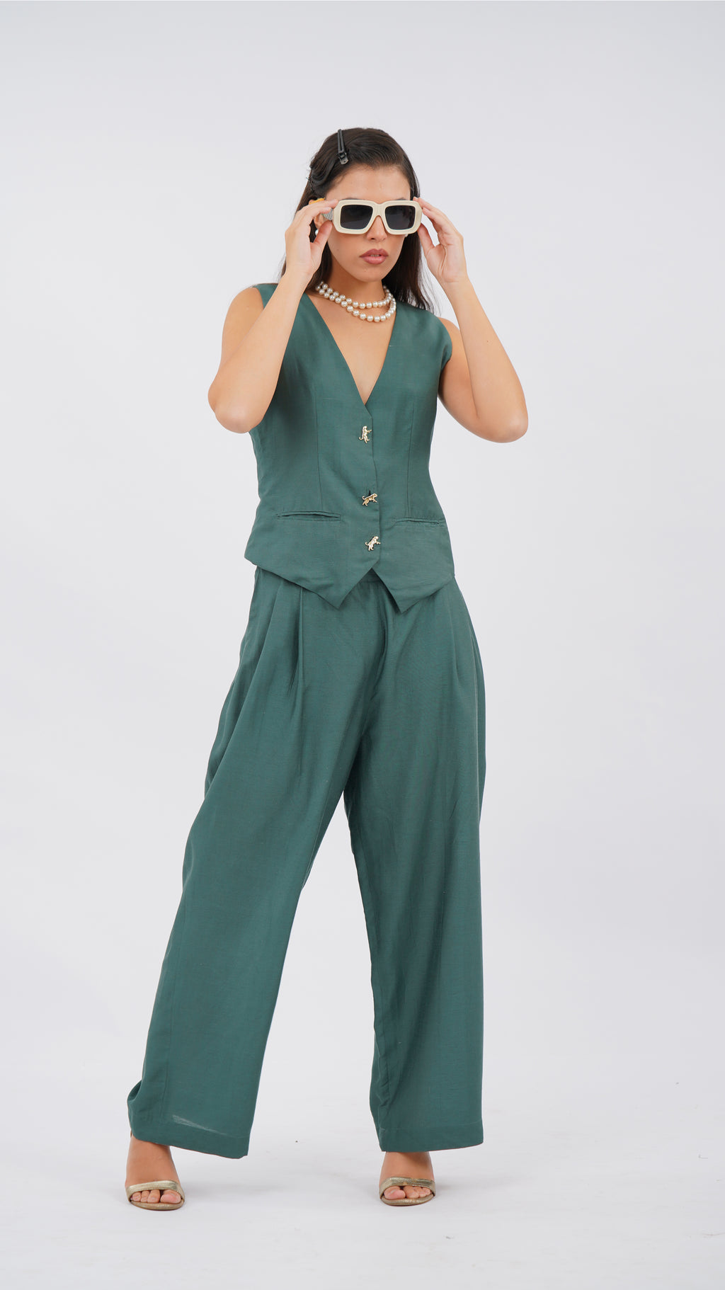 Floret Green Wide Leg Pant
