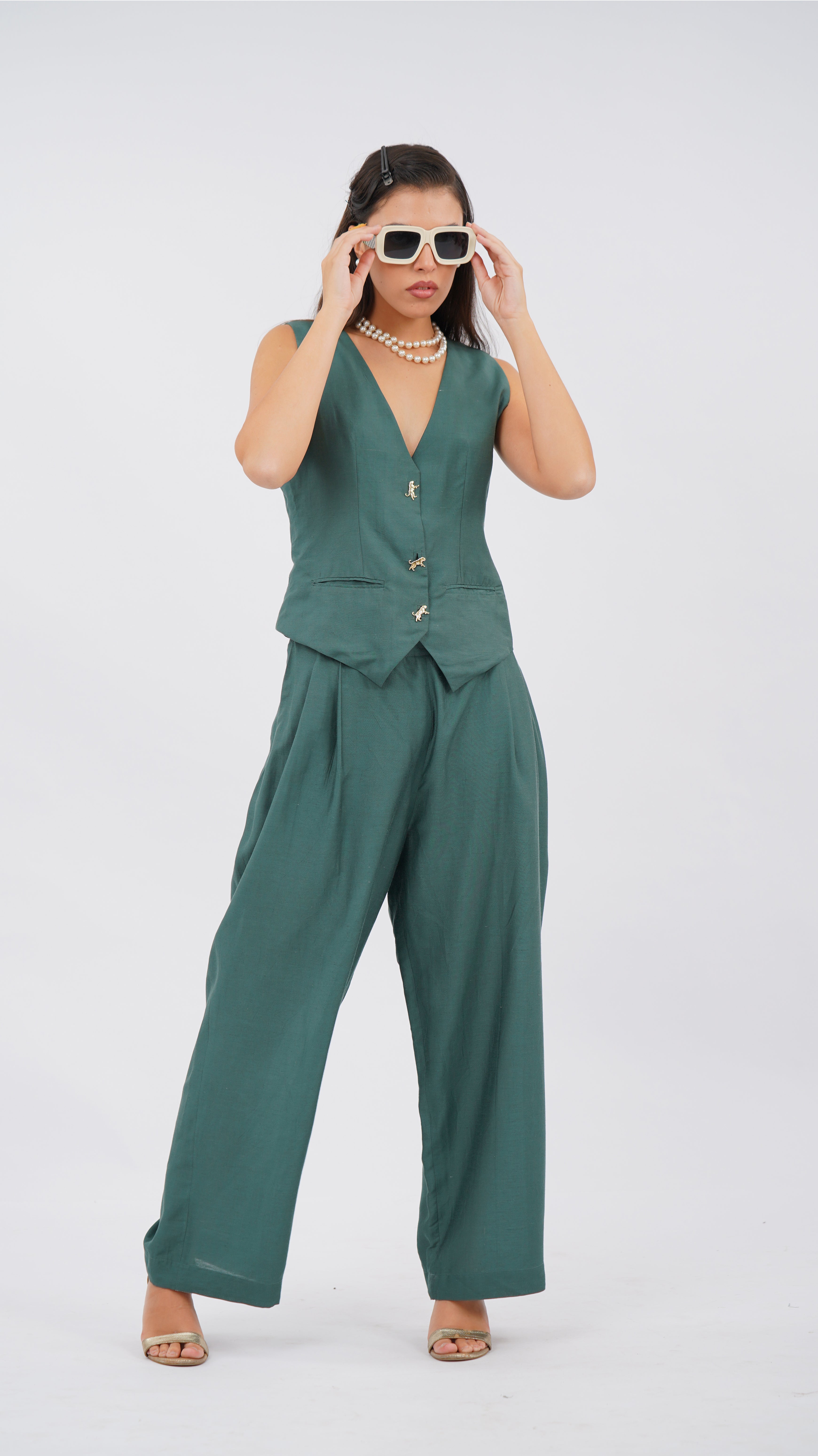 Floret Green Wide Leg Pant