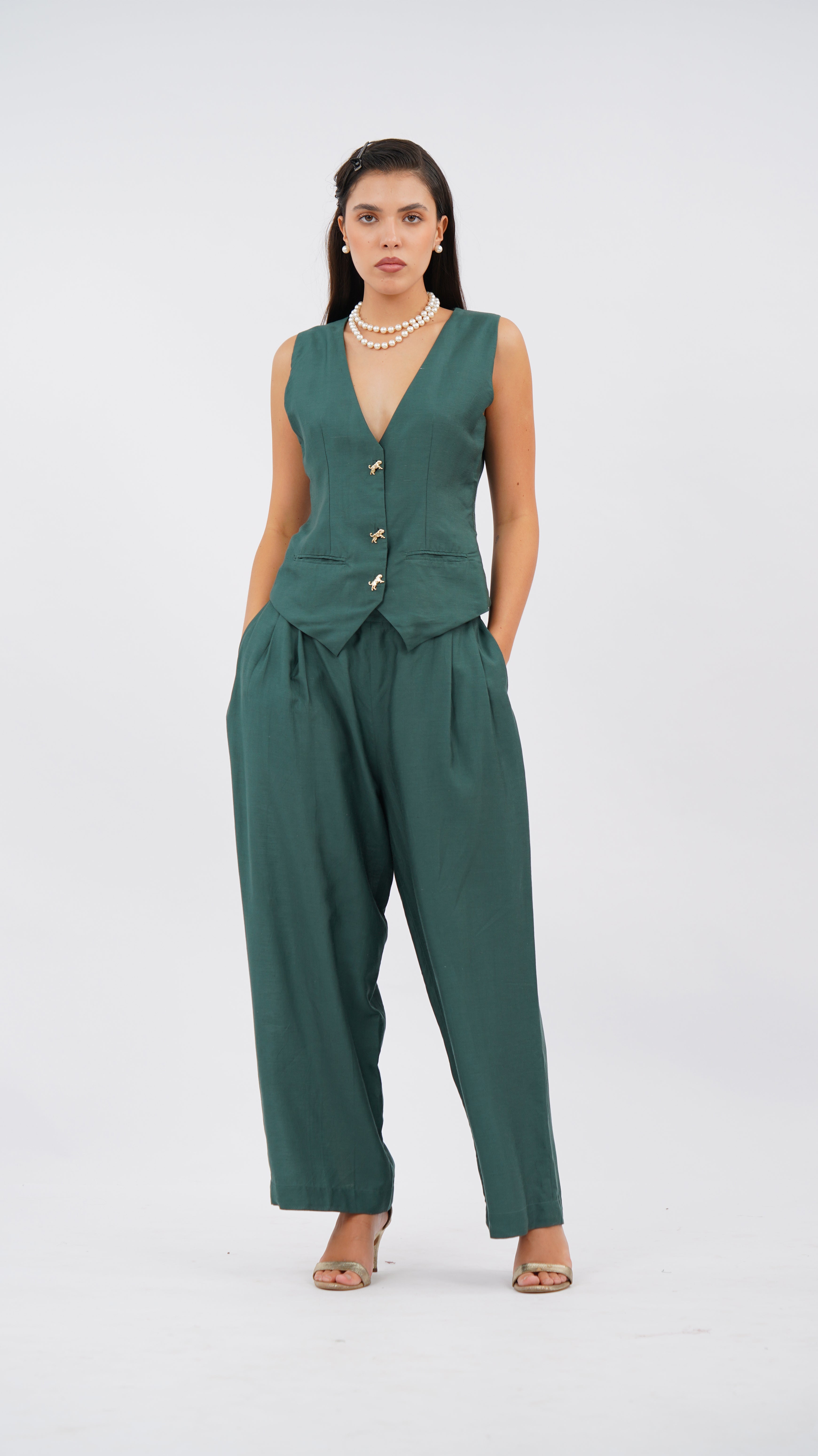 Floret Green Wide Leg Pant