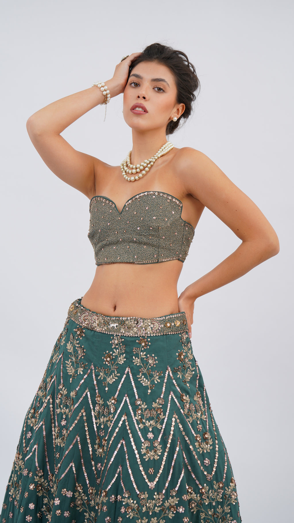 Floret Green Sage Lehenga With Bodice