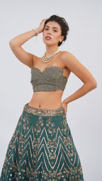Floret Green Sage Lehenga With Bodice