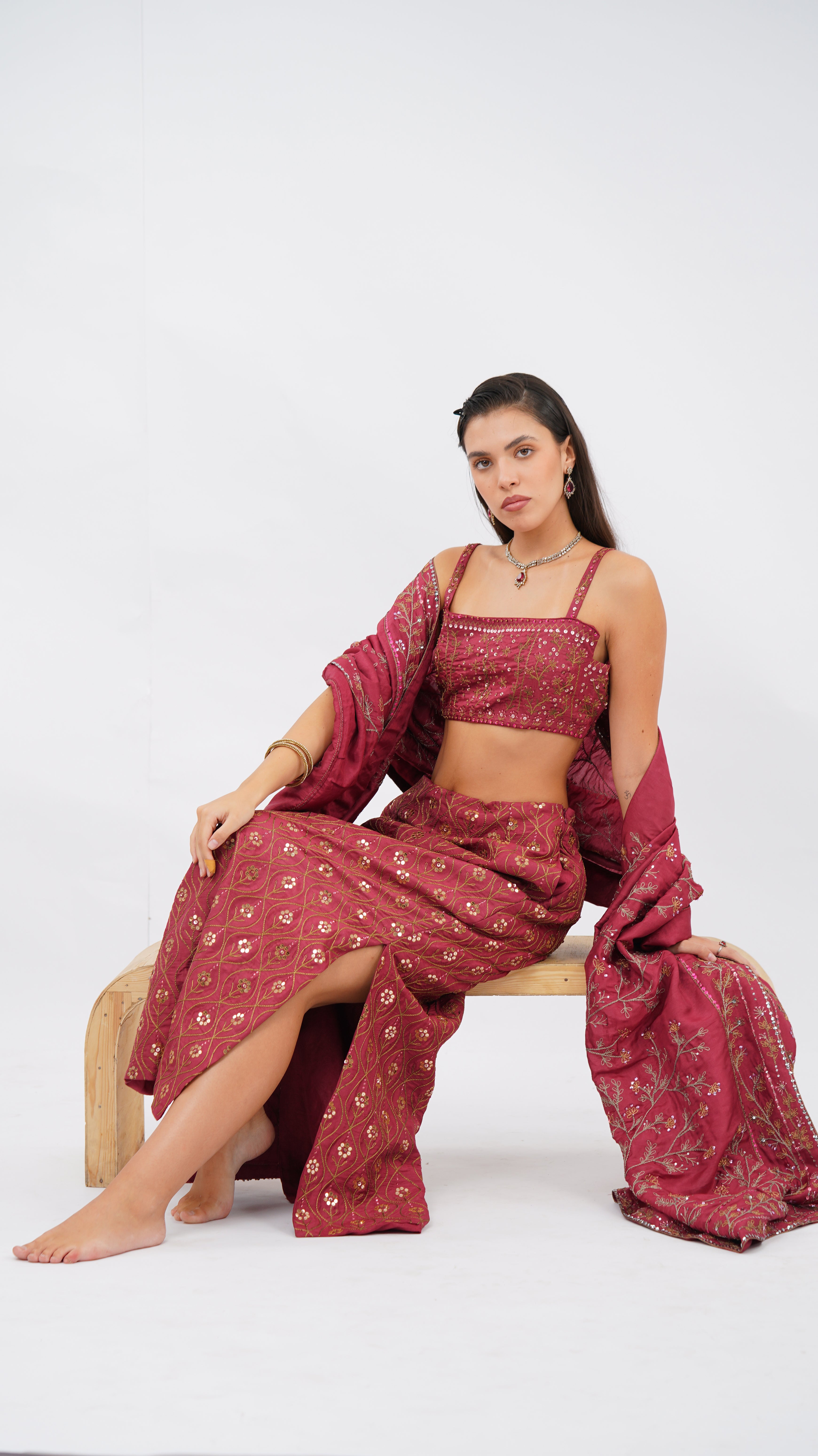 Shell Rose Hand Embroidered Shawl