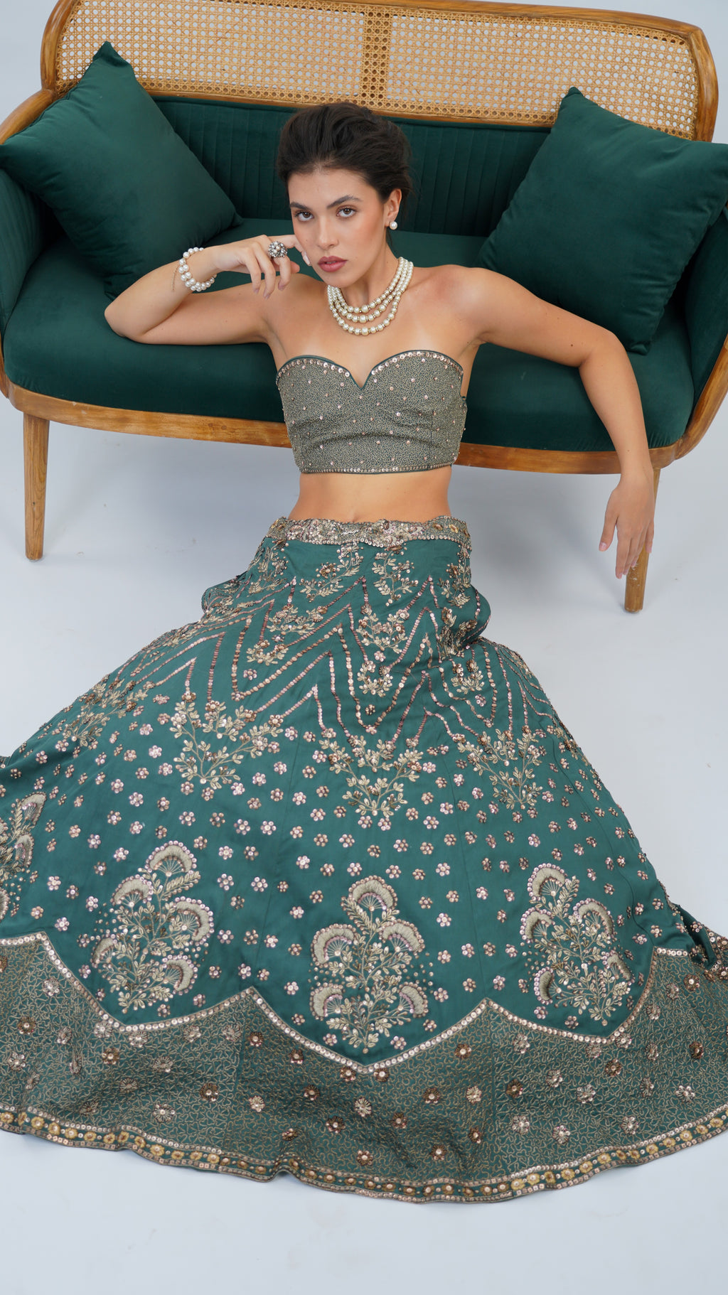 Floret Green Sage Lehenga With Bodice