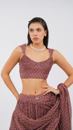 Pre Pleated Petal Dust Saree With Bodice & Two Pockets