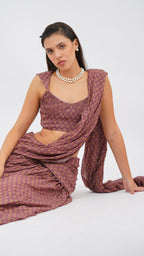 Pre Pleated Petal Dust Saree With Bodice & Two Pockets