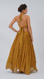 Ochre Floret – Double Overlap Bodice Lehenga