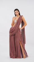 Pre Pleated Petal Dust Saree With Bodice & Two Pockets