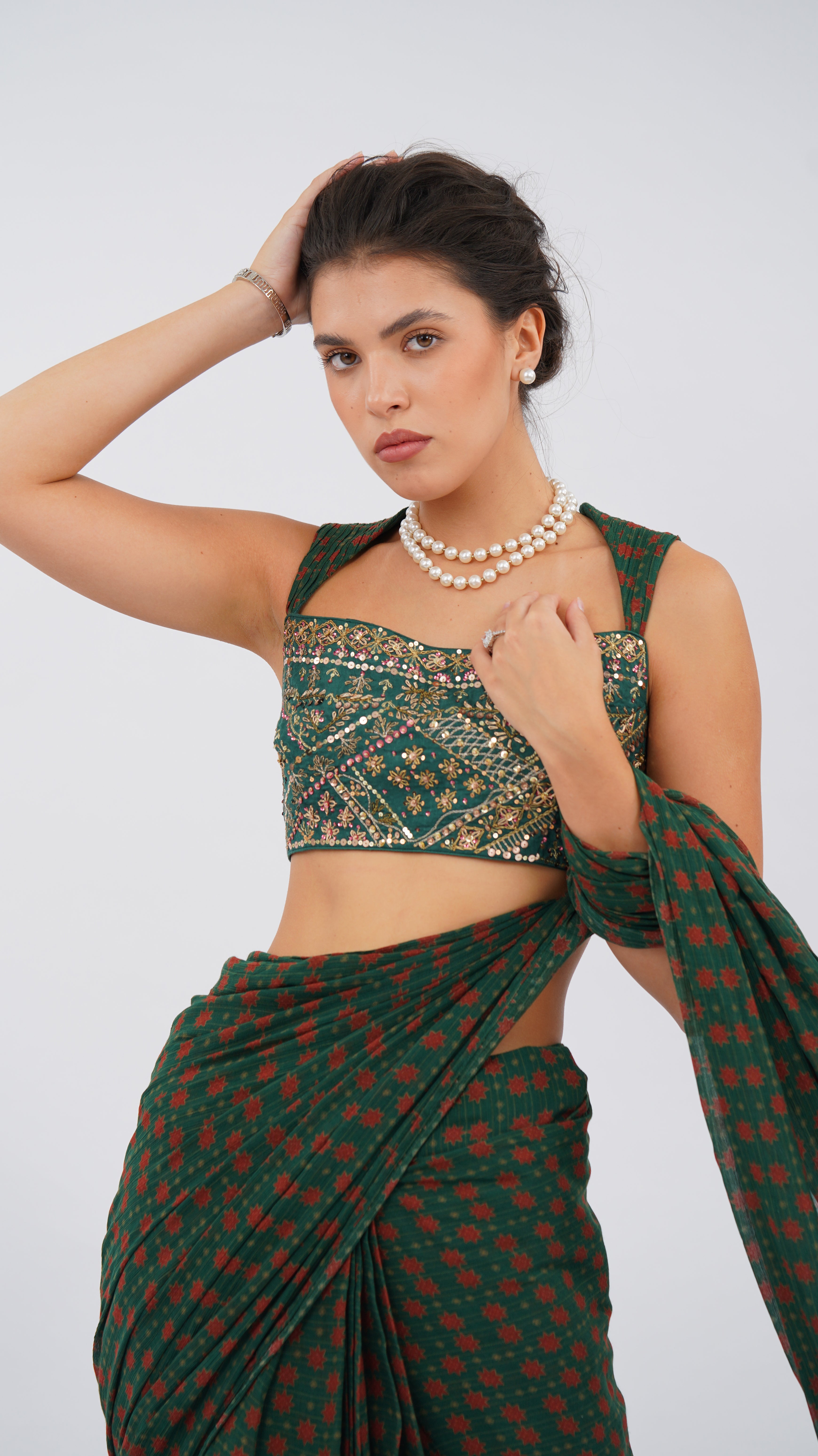 EIRA MOSS PRE DRAPED SAREE