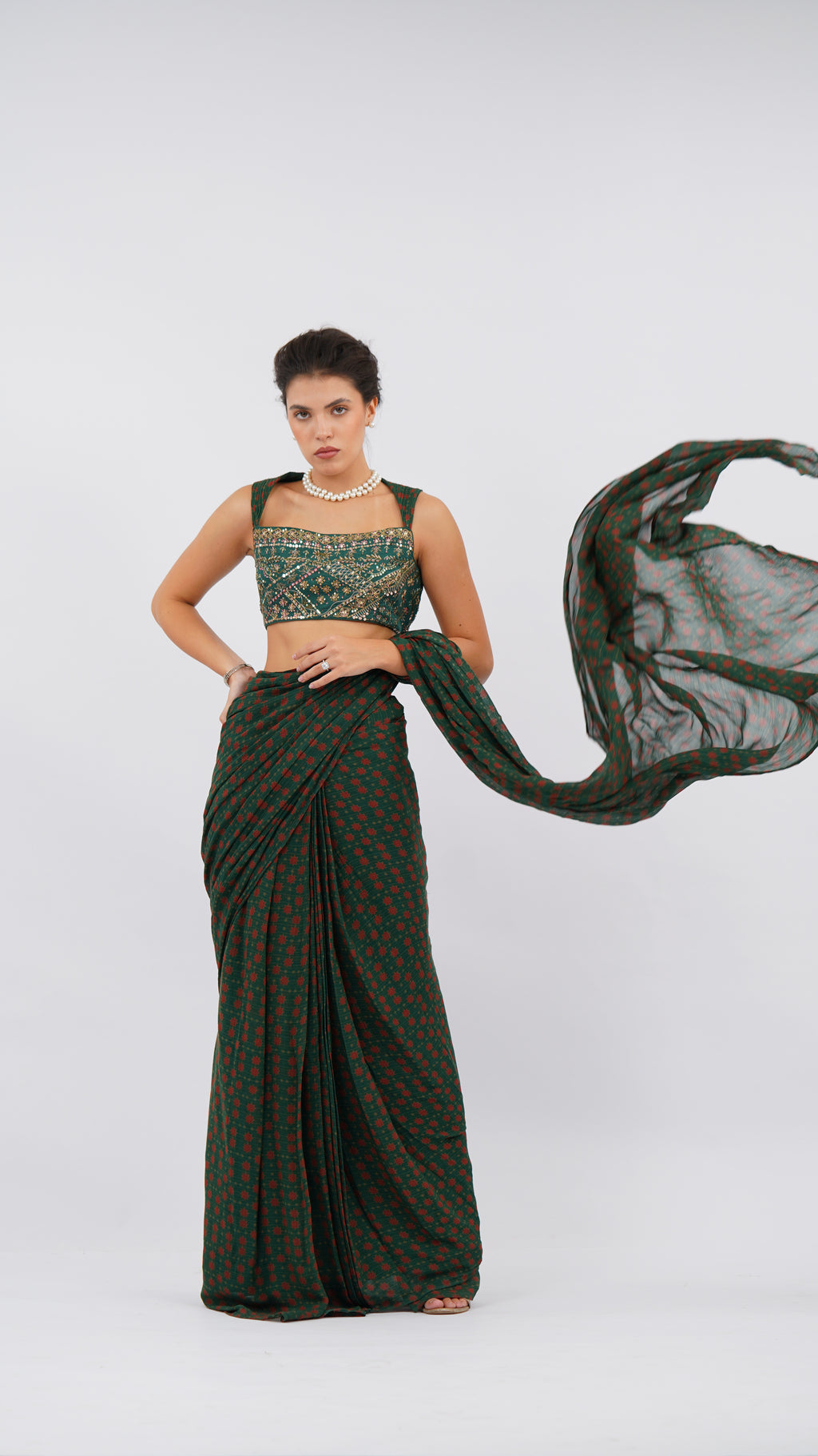 EIRA MOSS PRE DRAPED SAREE