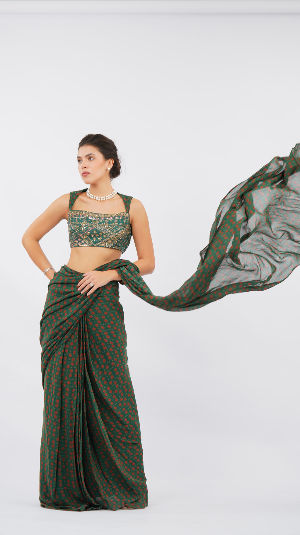 EIRA MOSS PRE DRAPED SAREE