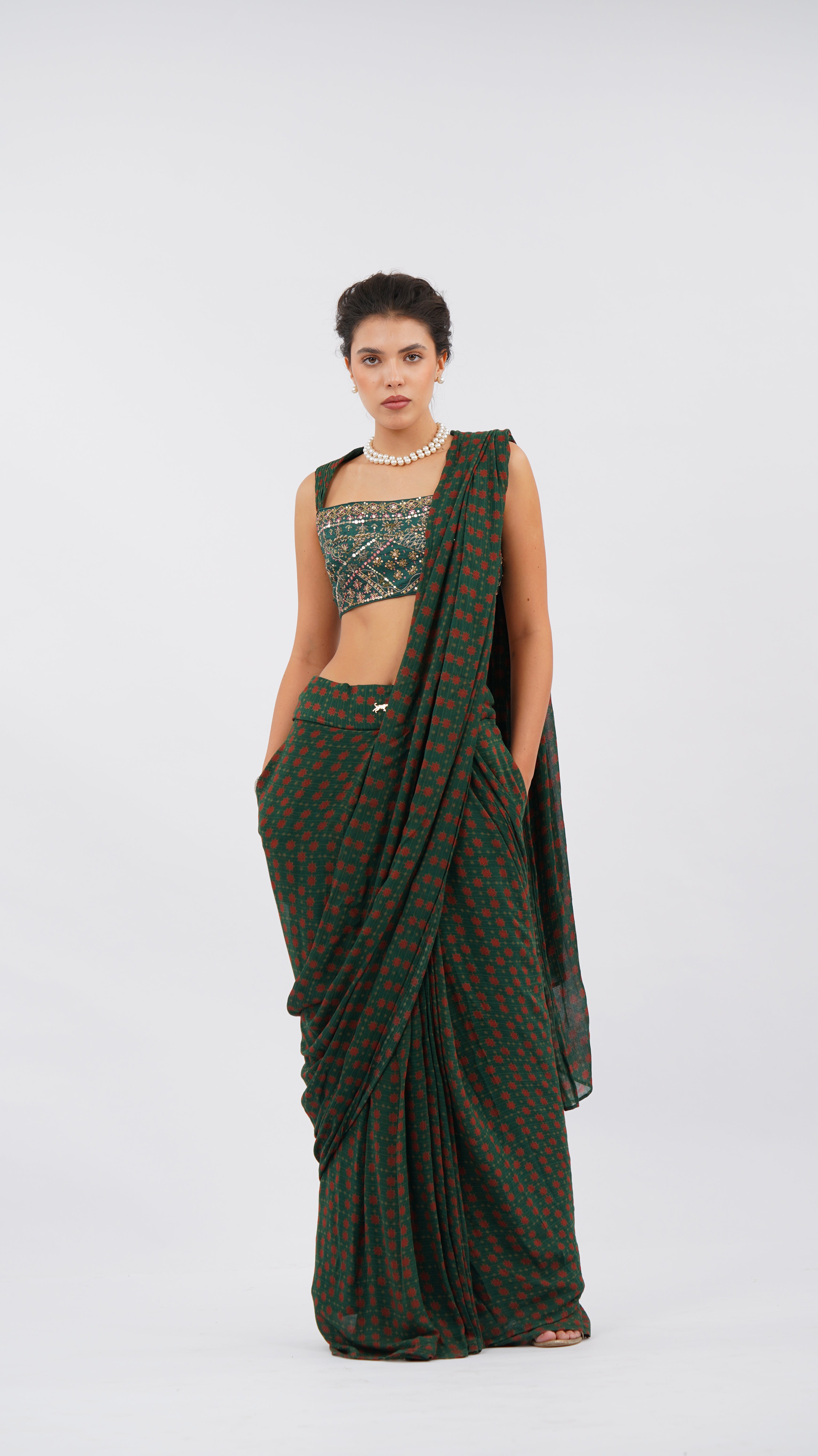 EIRA MOSS PRE DRAPED SAREE