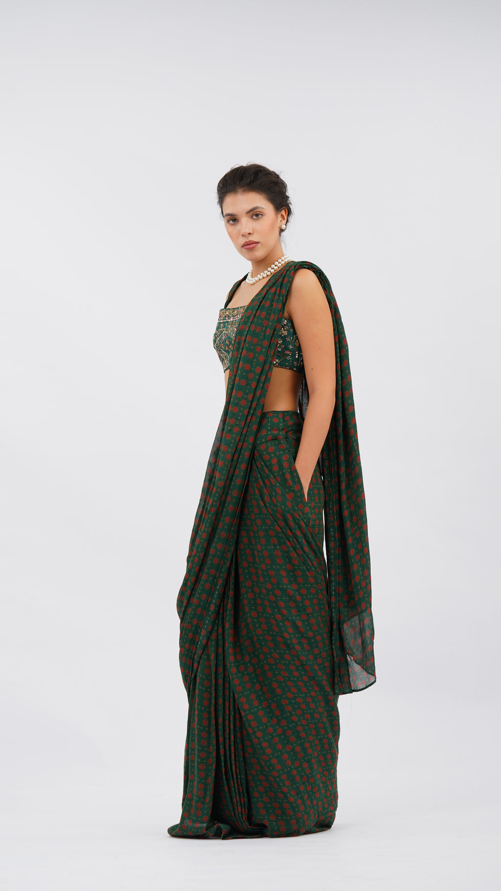 EIRA MOSS PRE DRAPED SAREE