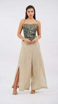 Beige side slit pant