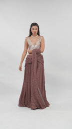 Pre Pleated Petal Dust Saree With Bodice & Two Pockets