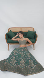 Floret Green Sage Lehenga With Bodice