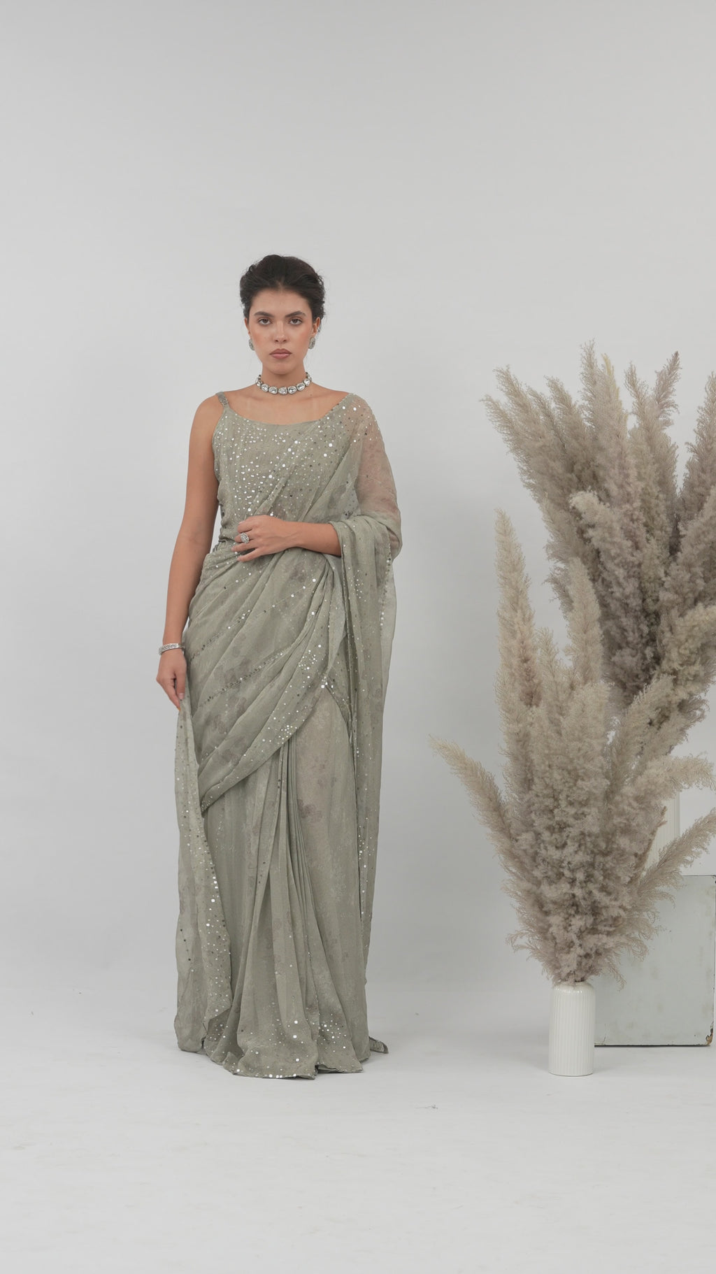 CORSET FUSION BASIL SAREE - VISCOSE BASIL AURA
