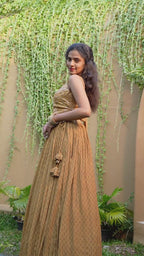 Ray Ochre Floret Lehenga Set