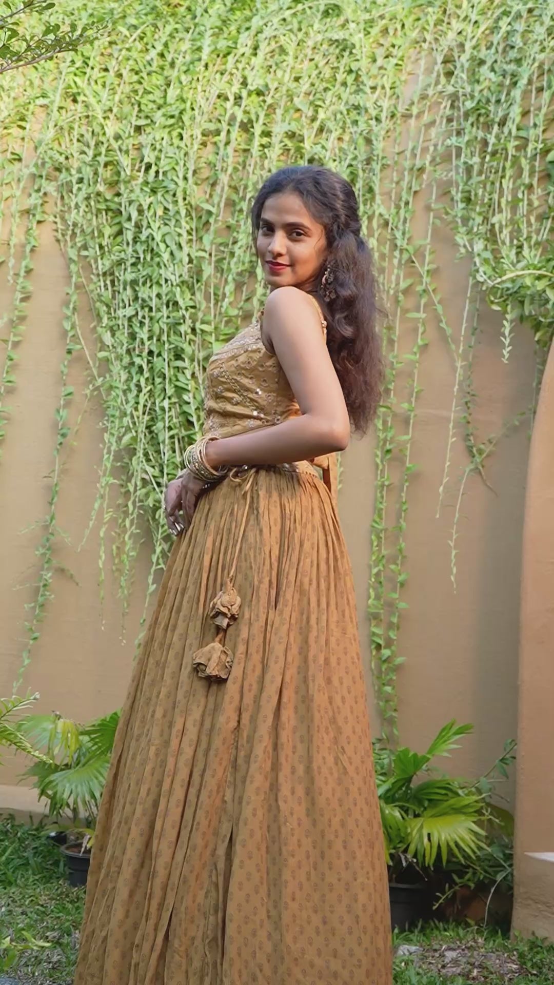 Ray Ochre Floret Lehenga Set